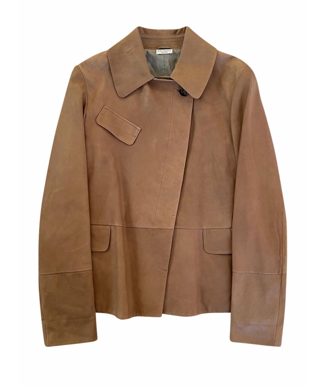 BRUNELLO CUCINELLI Коричневая кожаная куртка, фото 1