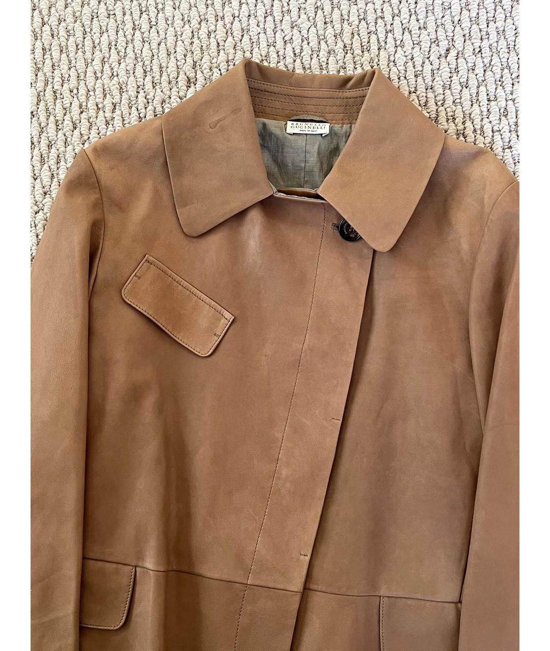 BRUNELLO CUCINELLI Коричневая кожаная куртка, фото 3