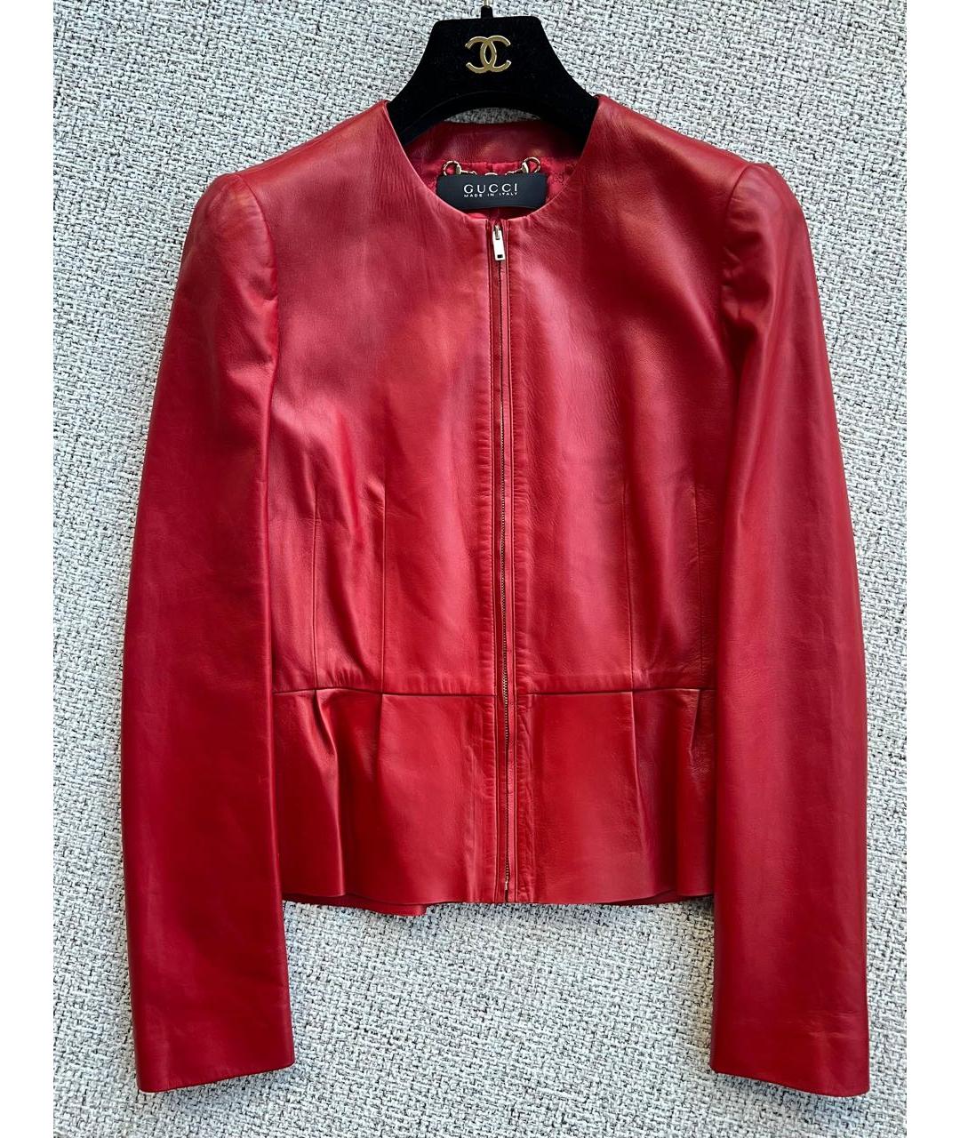 GUCCI Красная кожаная куртка, фото 8