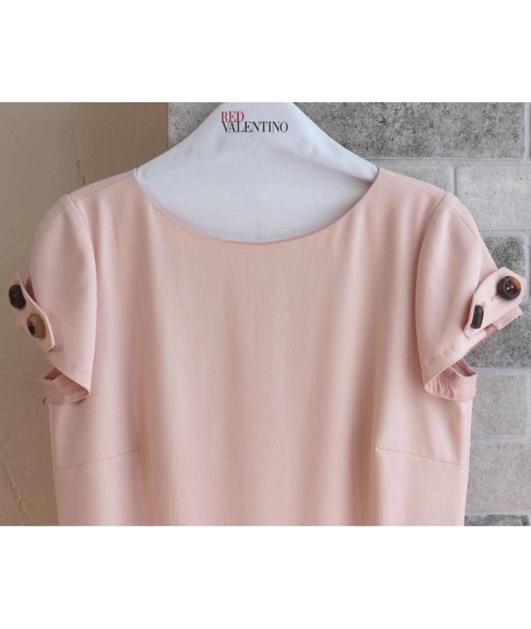 RED VALENTINO Розовое шерстяное повседневное платье, фото 7