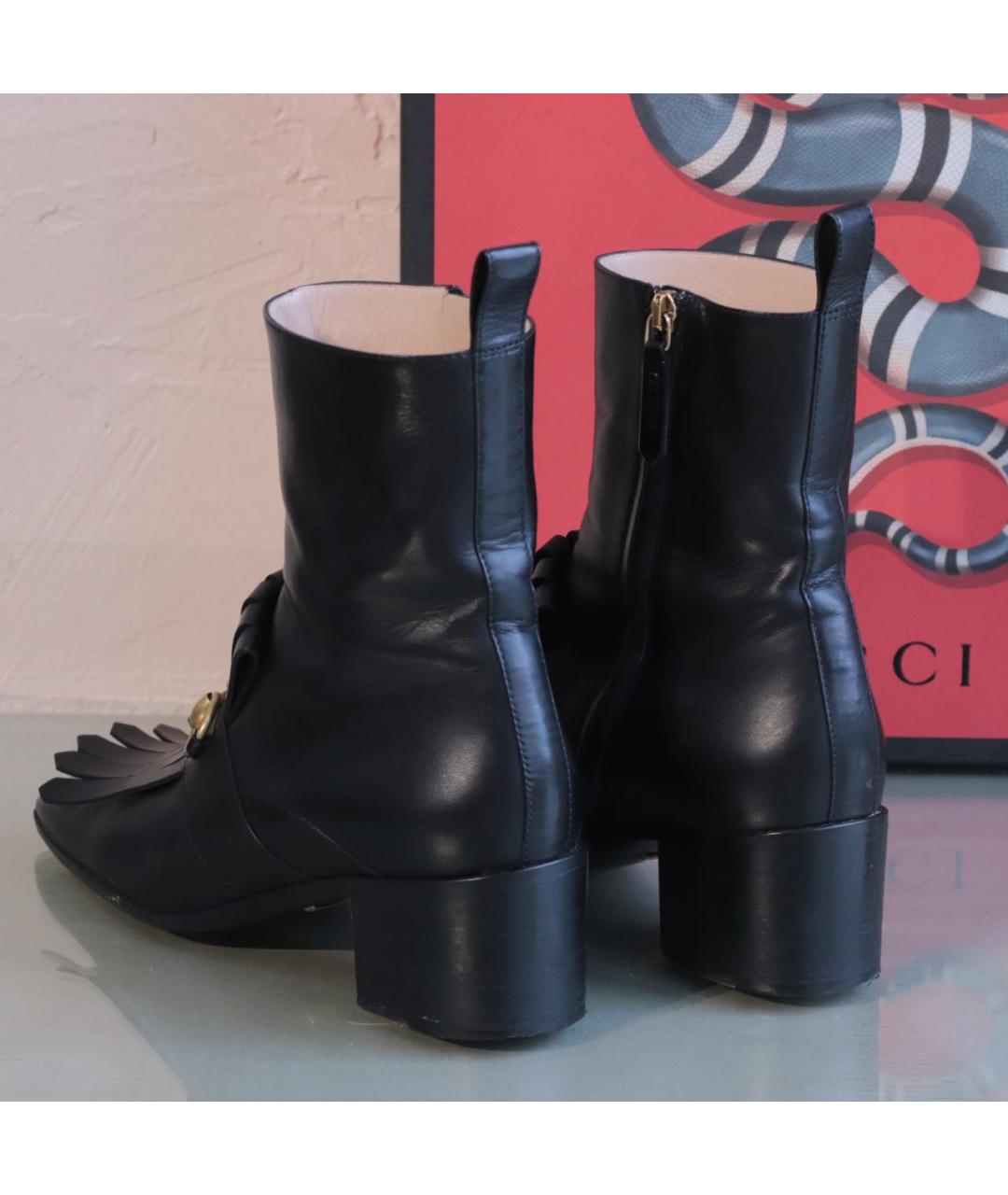 GUCCI Черные кожаные полусапоги, фото 3