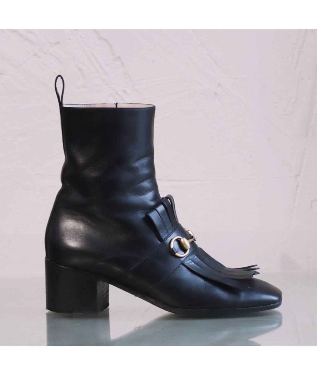 GUCCI Черные кожаные полусапоги, фото 2