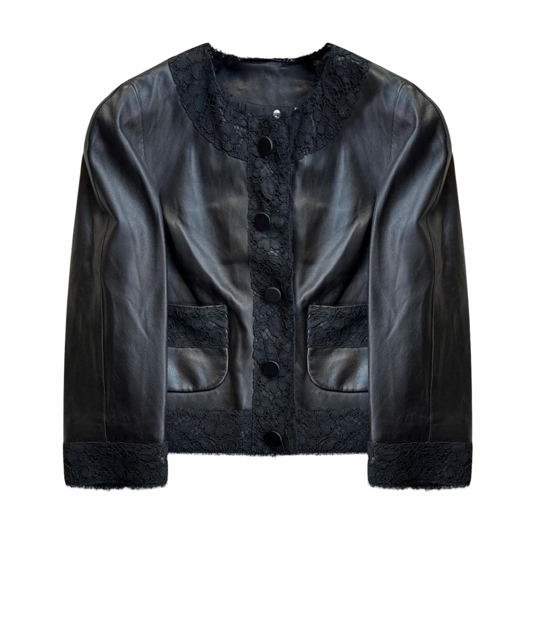 DOLCE&GABBANA Черная кожаная куртка, фото 1