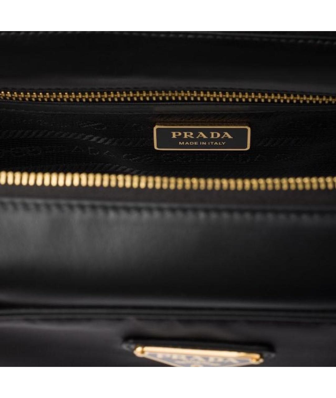 PRADA Черная кожаная сумка с короткими ручками, фото 4