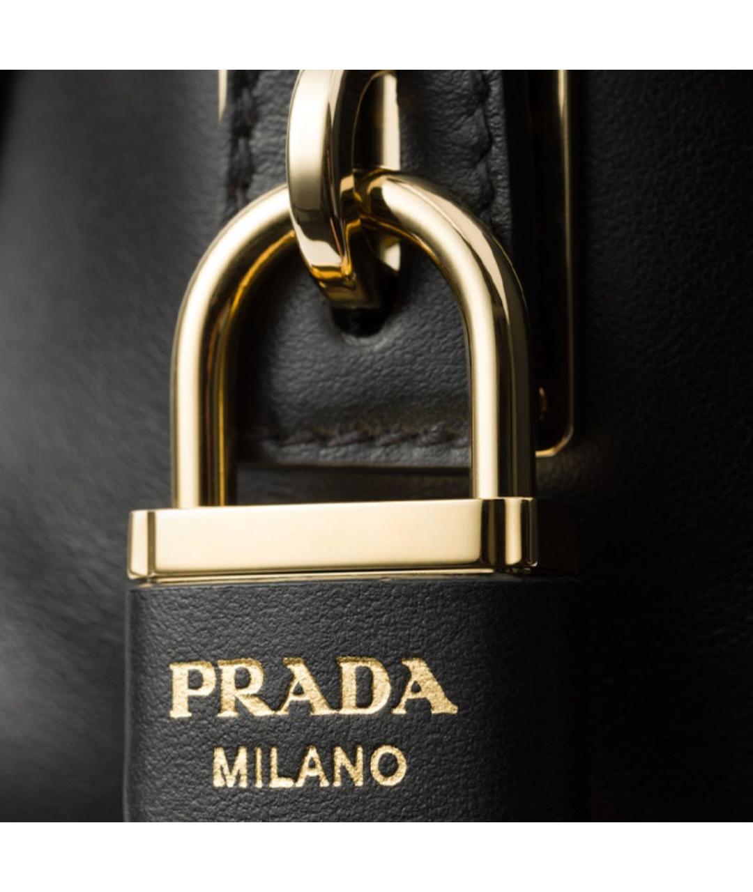 PRADA Черная кожаная сумка с короткими ручками, фото 5