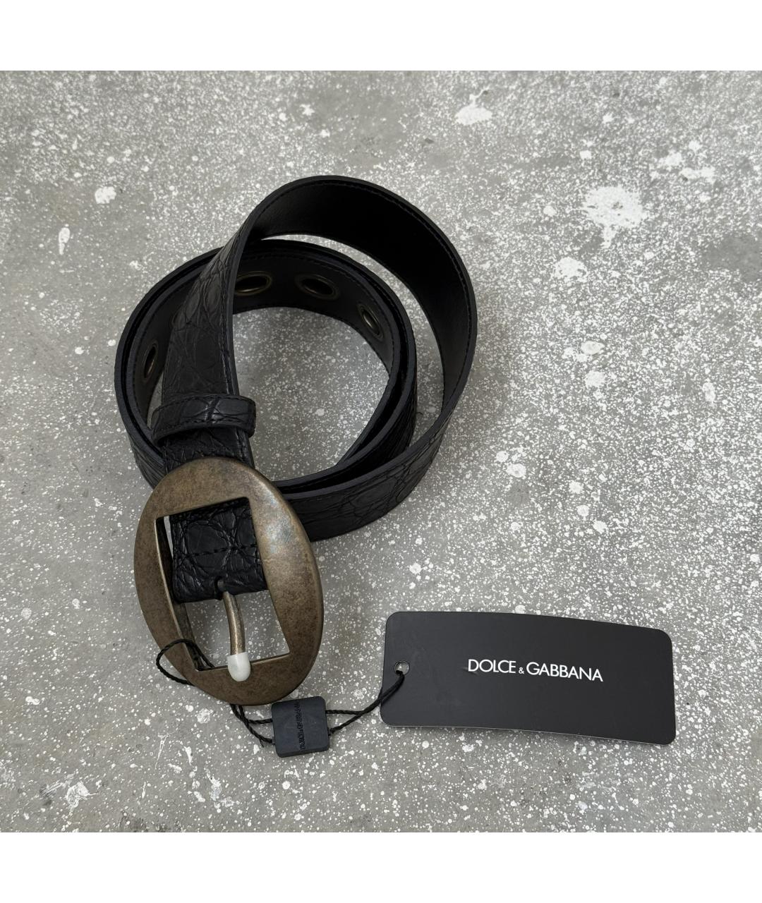 DOLCE&GABBANA Черный кожаный ремень, фото 3