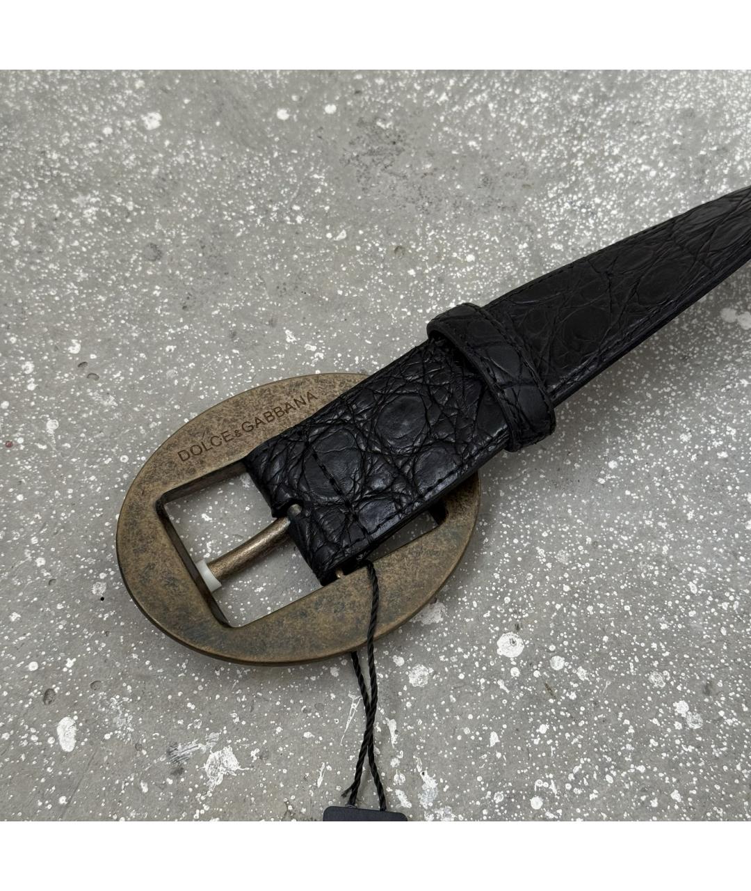 DOLCE&GABBANA Черный кожаный ремень, фото 5
