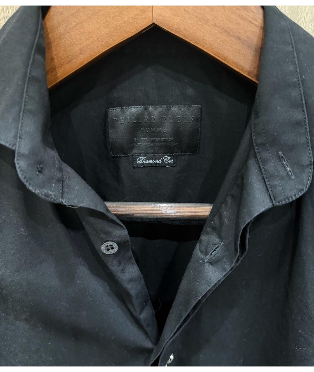 PHILIPP PLEIN Черная хлопковая классическая рубашка, фото 4