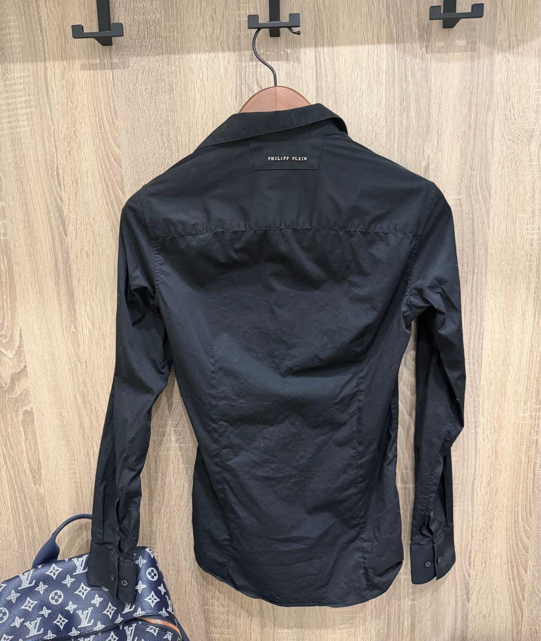 PHILIPP PLEIN Черная хлопковая классическая рубашка, фото 2