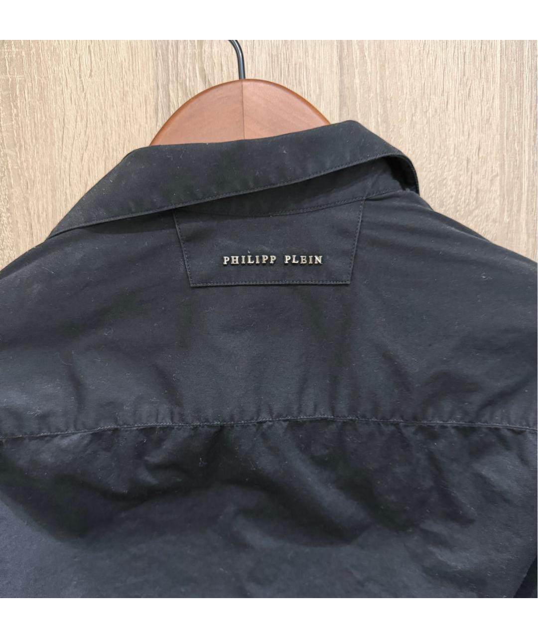 PHILIPP PLEIN Черная хлопковая классическая рубашка, фото 3