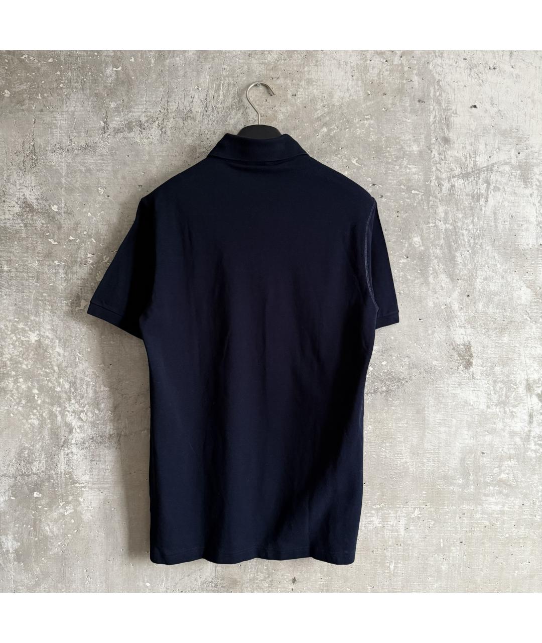 DOLCE&GABBANA Темно-синее хлопковое поло с коротким рукавом, фото 2