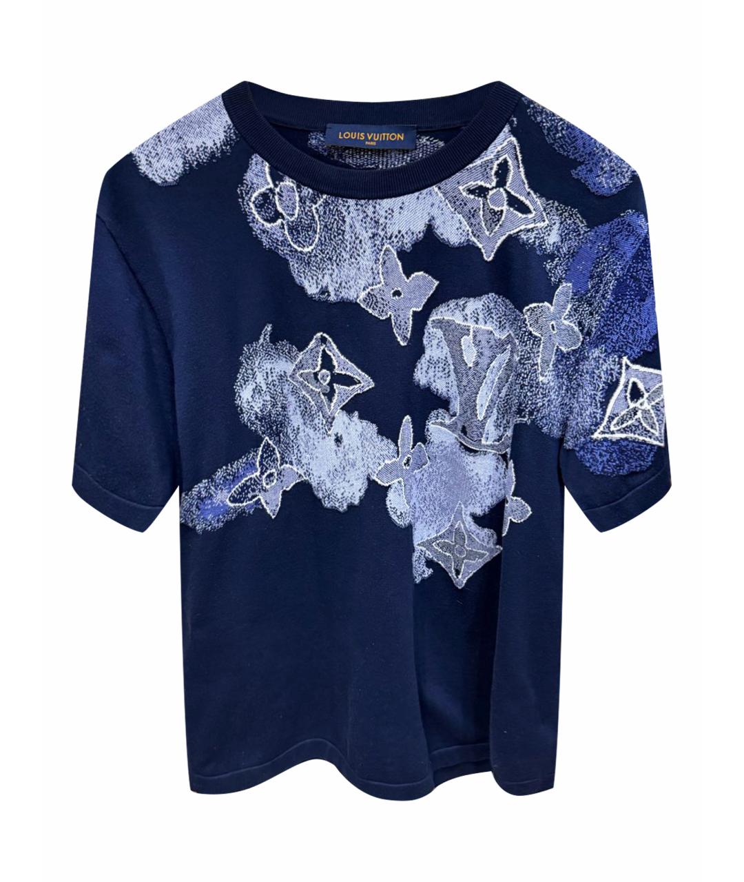 LOUIS VUITTON Темно-синяя хлопковая футболка, фото 1