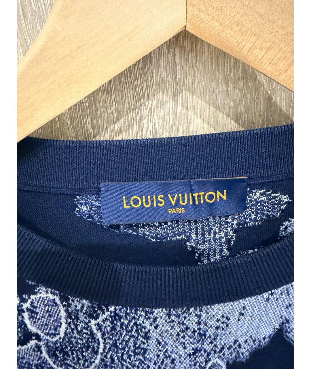 LOUIS VUITTON Темно-синяя хлопковая футболка, фото 3