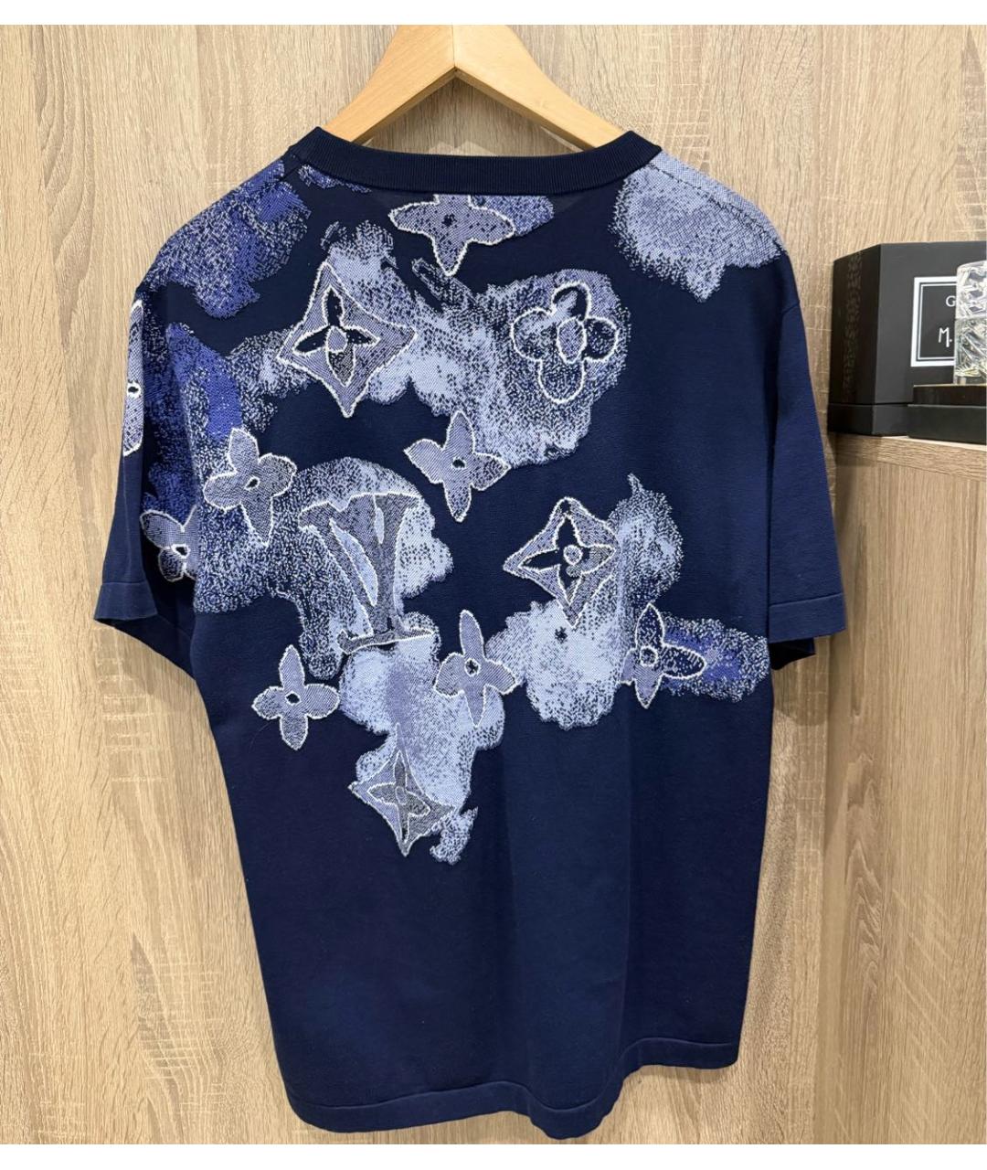 LOUIS VUITTON Темно-синяя хлопковая футболка, фото 2