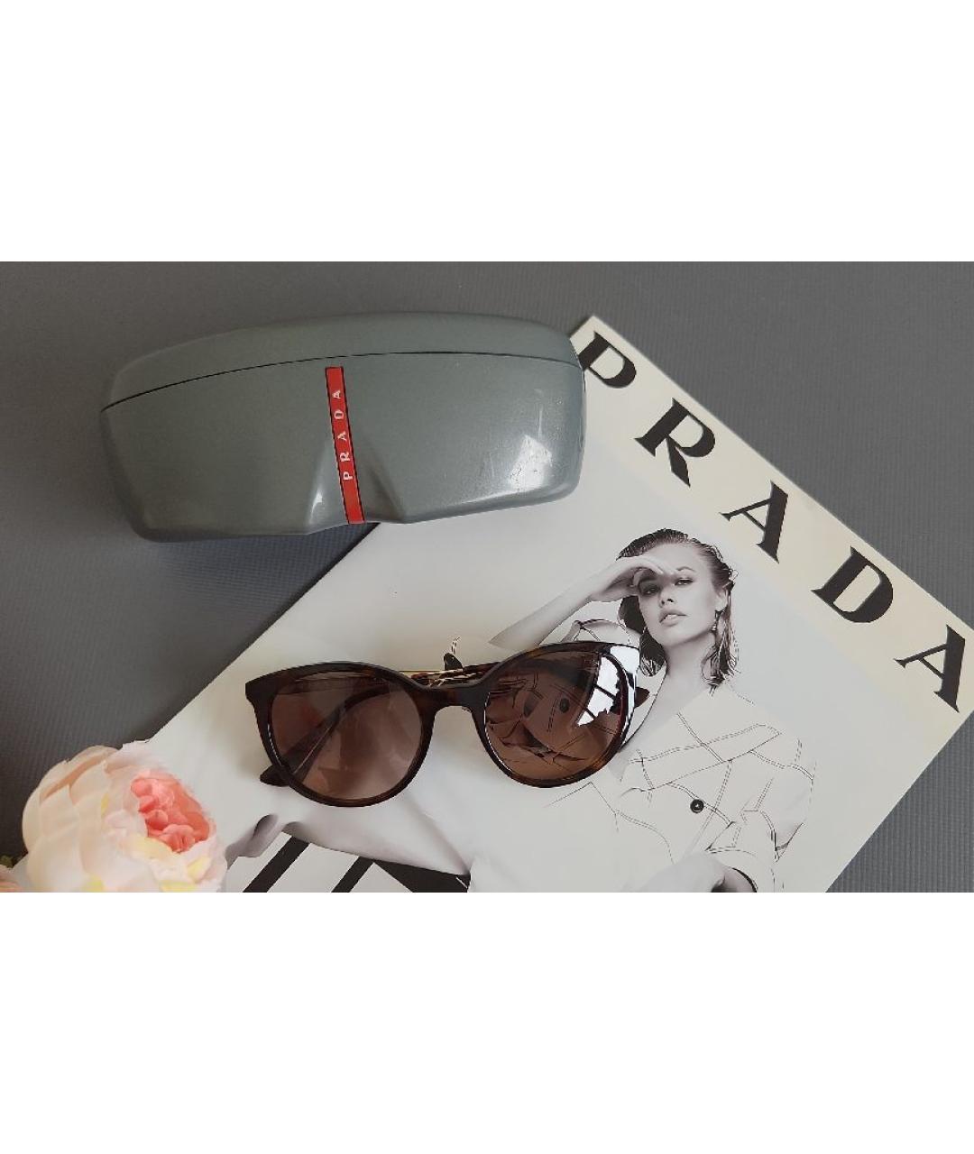 PRADA Коричневые пластиковые солнцезащитные очки, фото 4