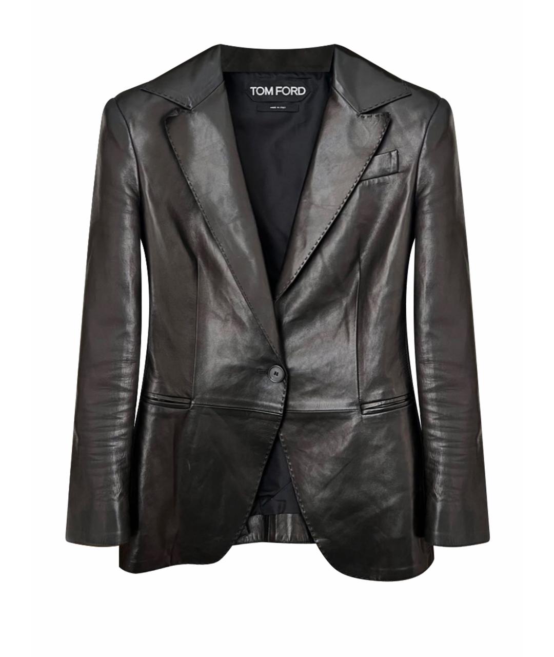 TOM FORD Черный кожаный жилет, фото 1