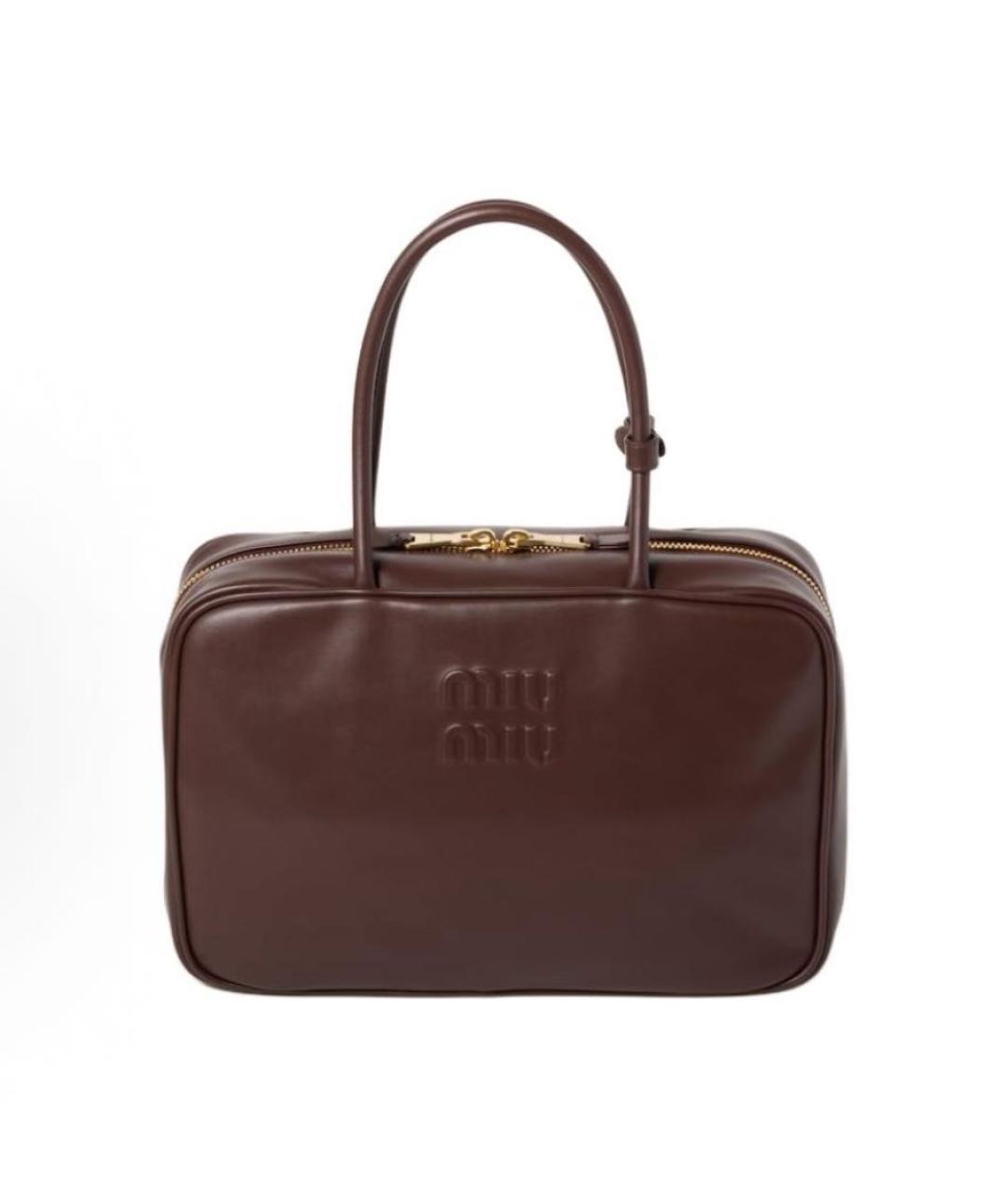 MIU MIU Коричневая кожаная сумка с короткими ручками, фото 9