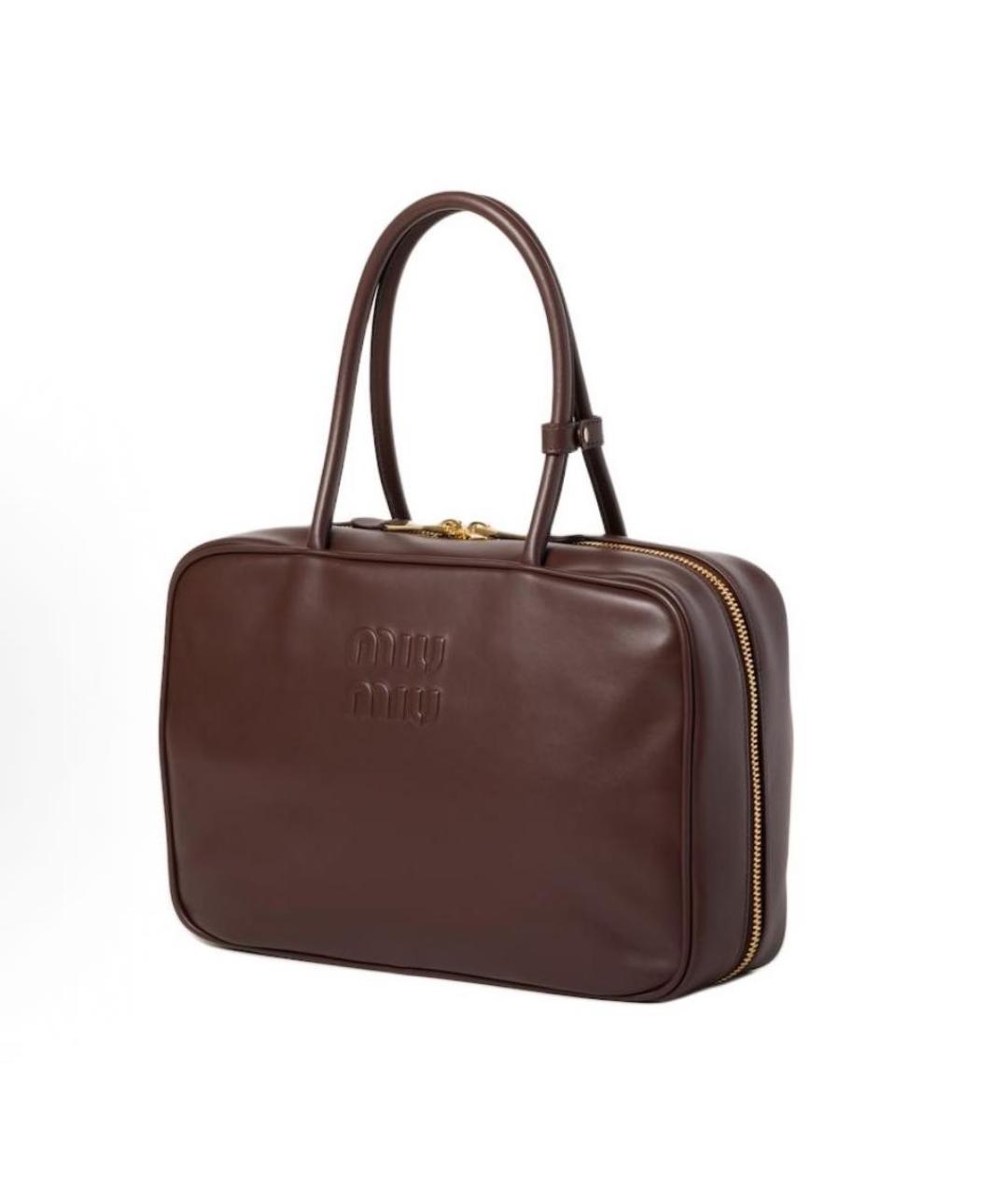 MIU MIU Коричневая кожаная сумка с короткими ручками, фото 2