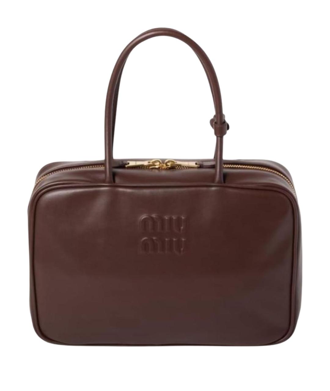 MIU MIU Коричневая кожаная сумка с короткими ручками, фото 1