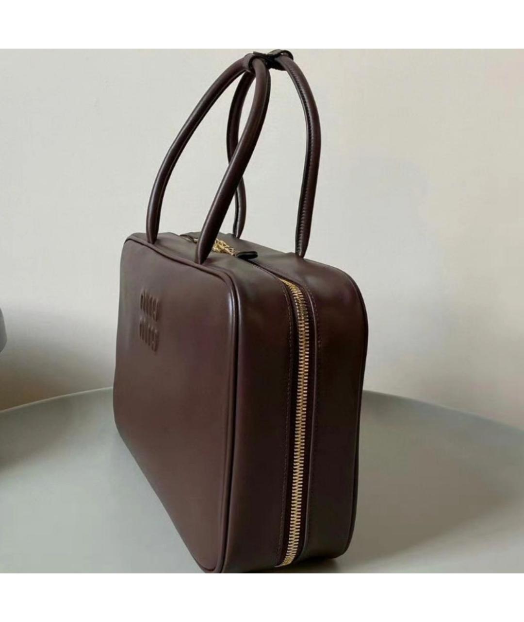 MIU MIU Коричневая кожаная сумка с короткими ручками, фото 7