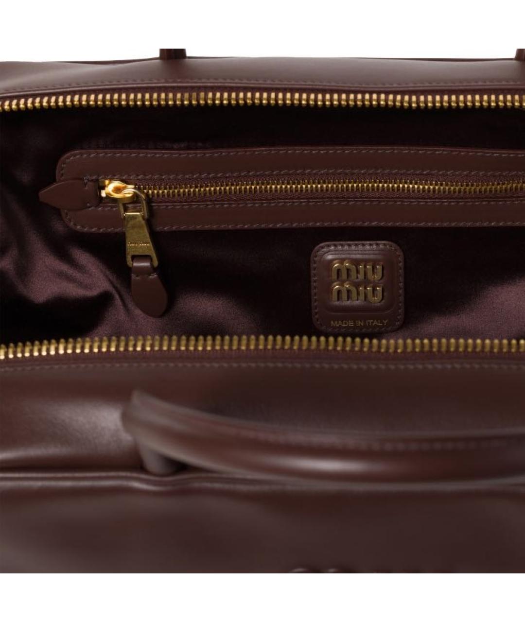 MIU MIU Коричневая кожаная сумка с короткими ручками, фото 4