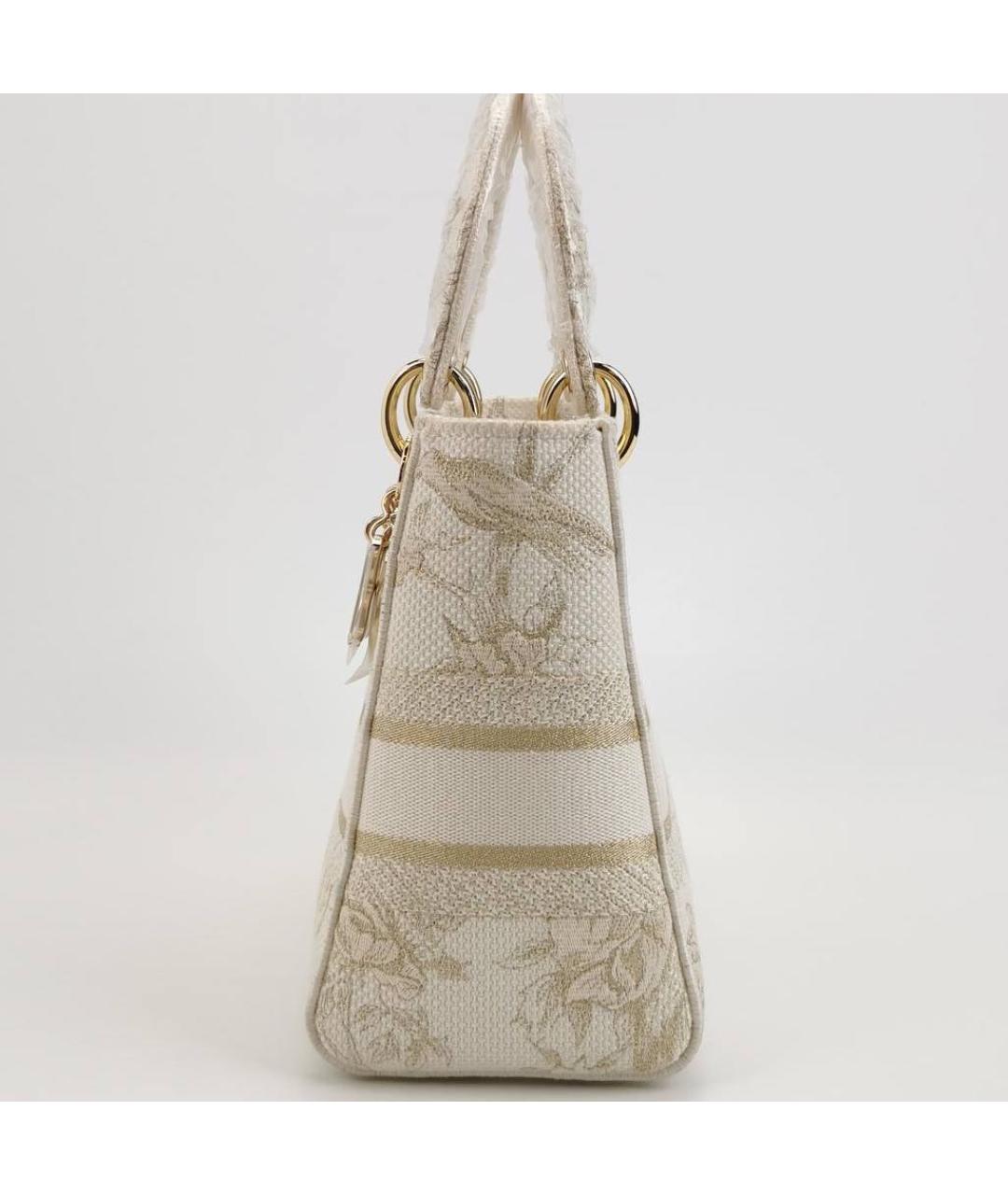 CHRISTIAN DIOR Бежевая жаккардовая сумка с короткими ручками, фото 2