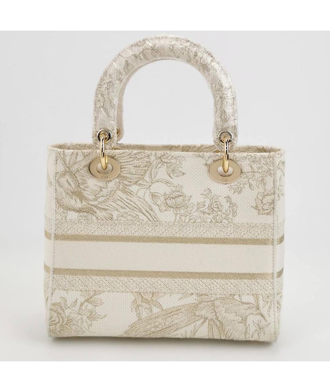 CHRISTIAN DIOR Бежевая жаккардовая сумка с короткими ручками, фото 4