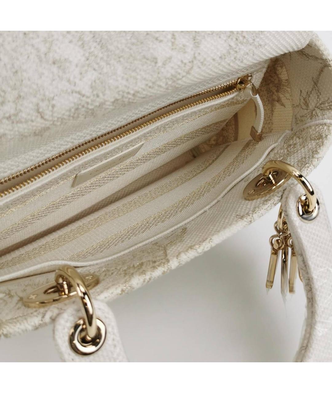 CHRISTIAN DIOR Бежевая жаккардовая сумка с короткими ручками, фото 7
