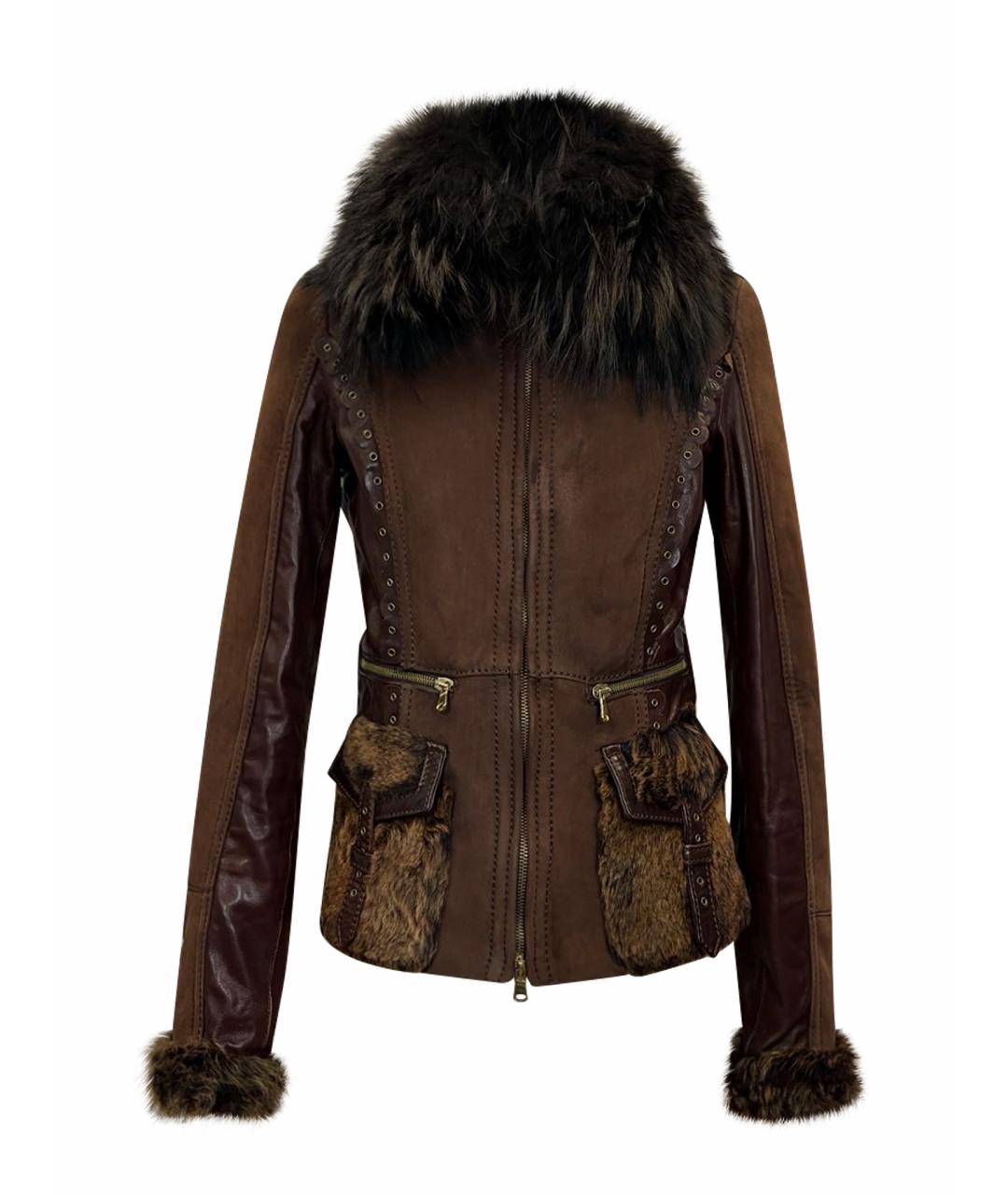 ROBERTO CAVALLI Коричневая меховая дубленка, фото 1