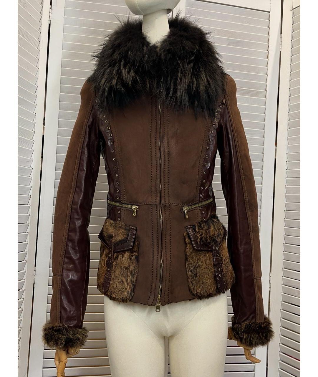 ROBERTO CAVALLI Коричневая меховая дубленка, фото 9