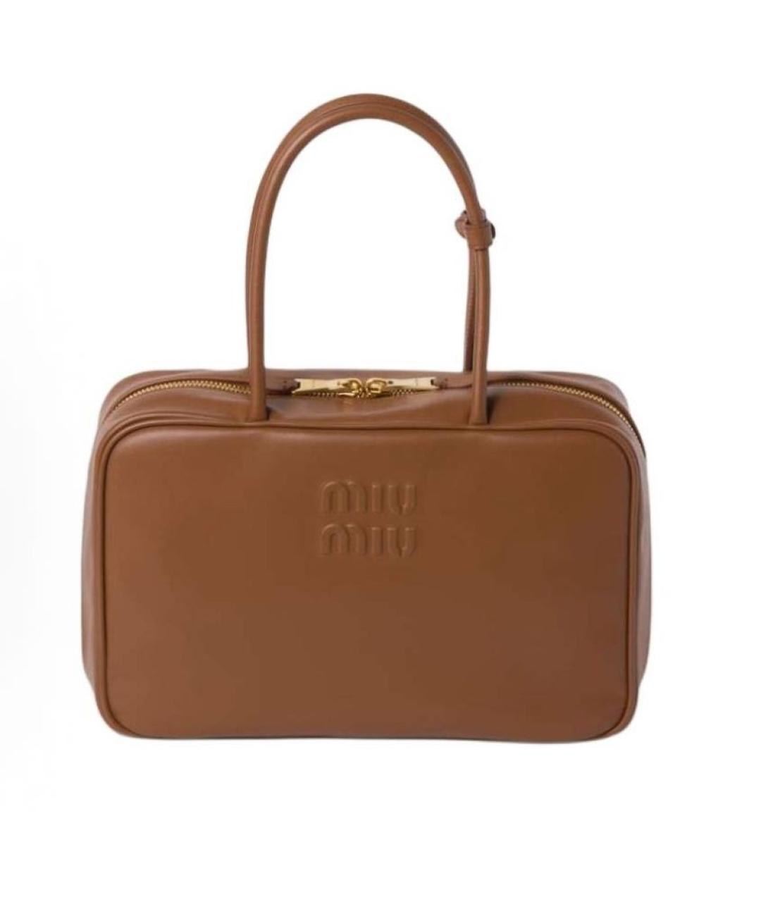 MIU MIU Коричневая кожаная сумка с короткими ручками, фото 9