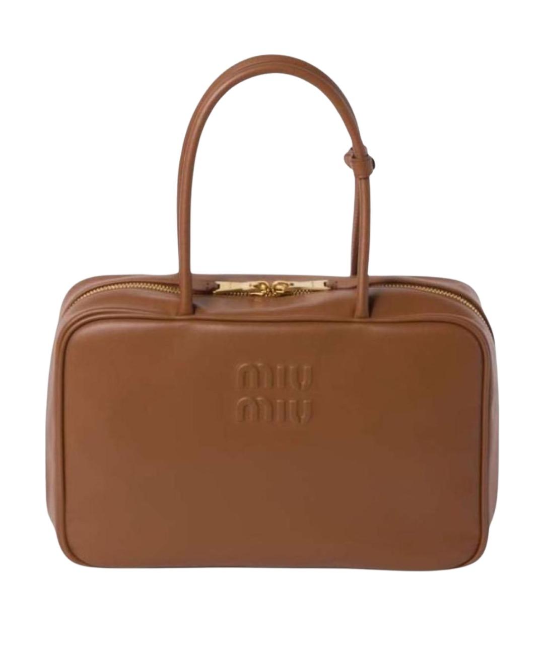 MIU MIU Коричневая кожаная сумка с короткими ручками, фото 1