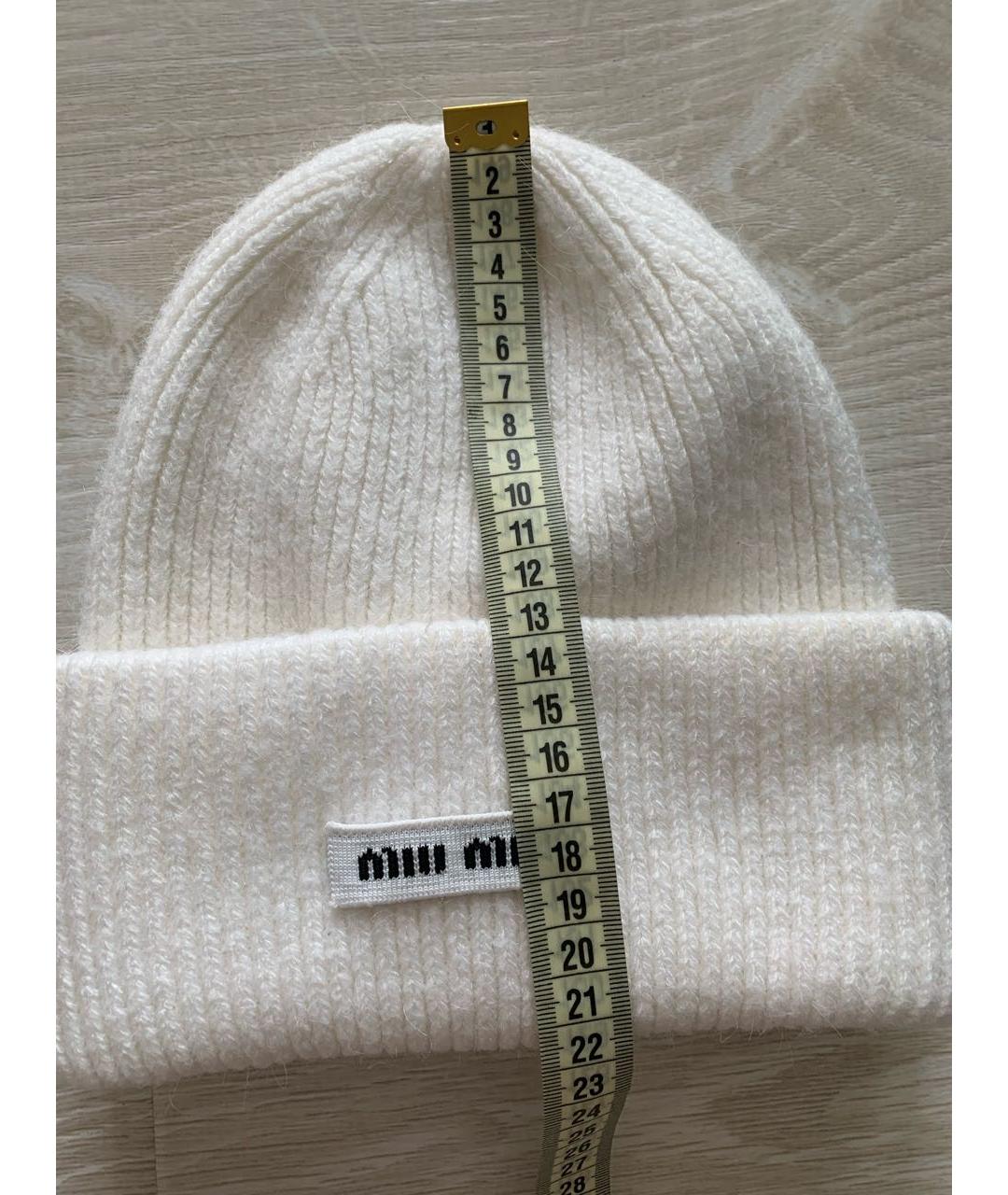 MIU MIU Белая шерстяная шапка, фото 5