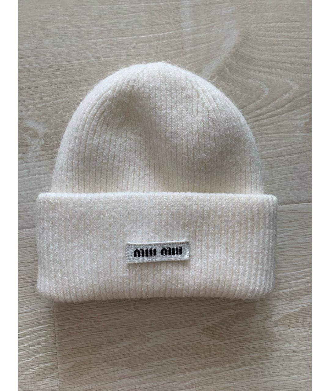 MIU MIU Белая шерстяная шапка, фото 8