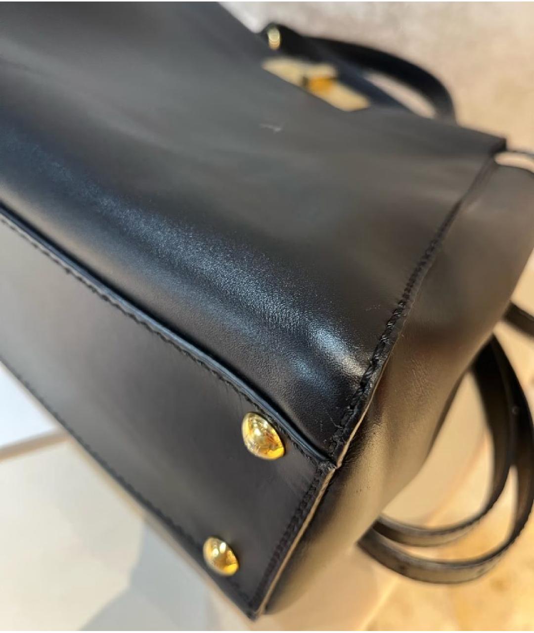 FENDI Черная кожаная сумка с короткими ручками, фото 3