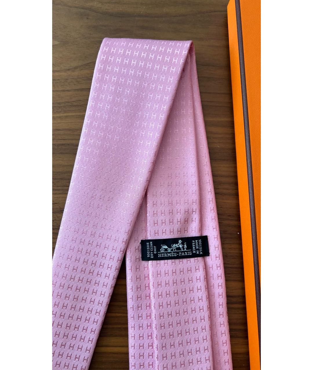 HERMES Розовый галстук, фото 6