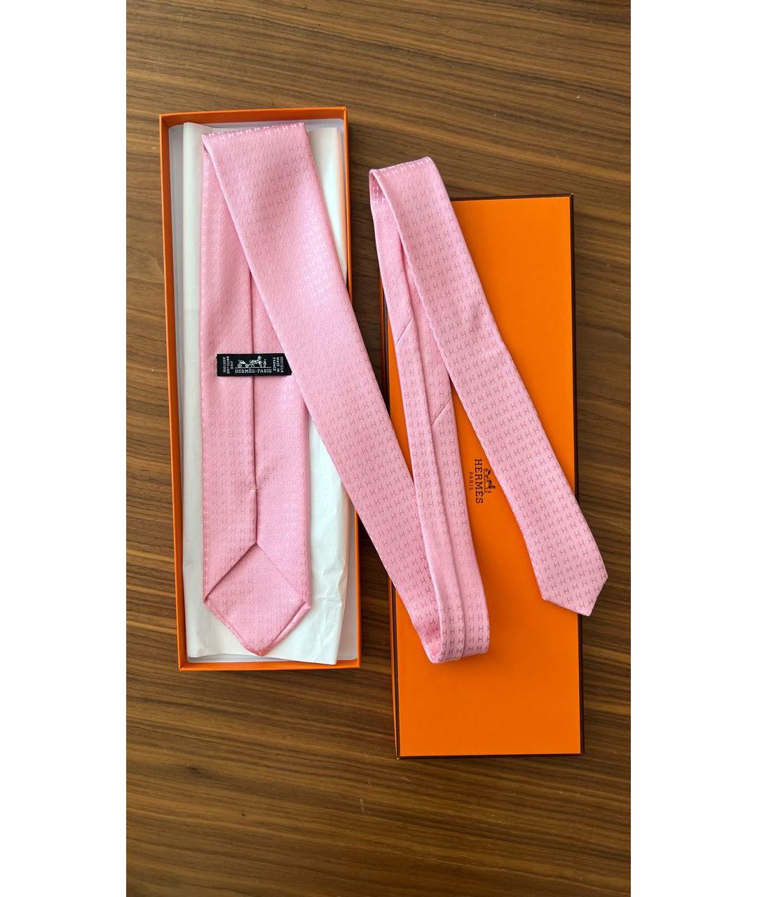 HERMES Розовый галстук, фото 2