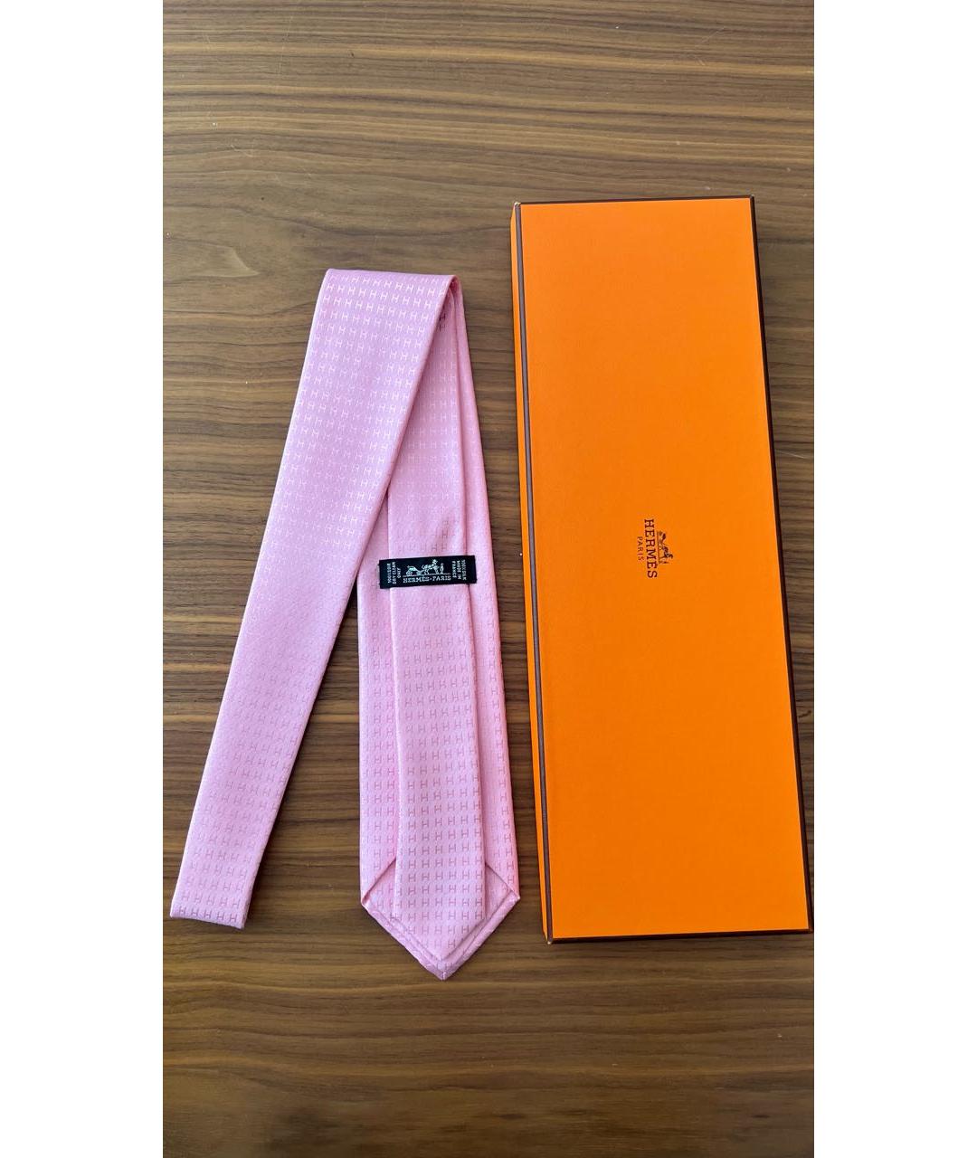 HERMES Розовый галстук, фото 5