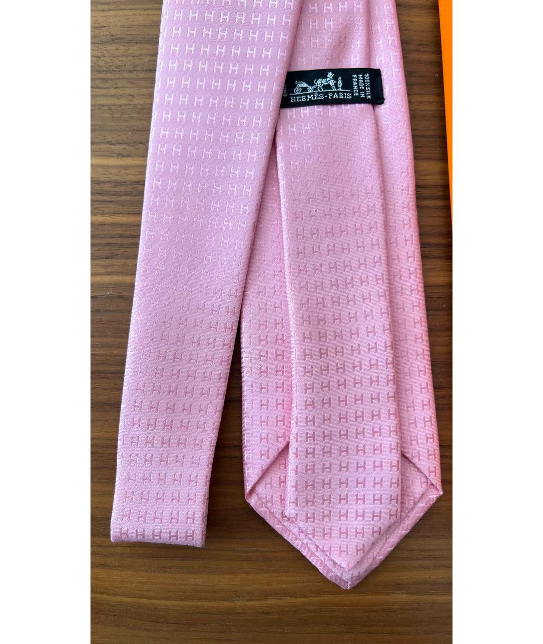 HERMES Розовый галстук, фото 8