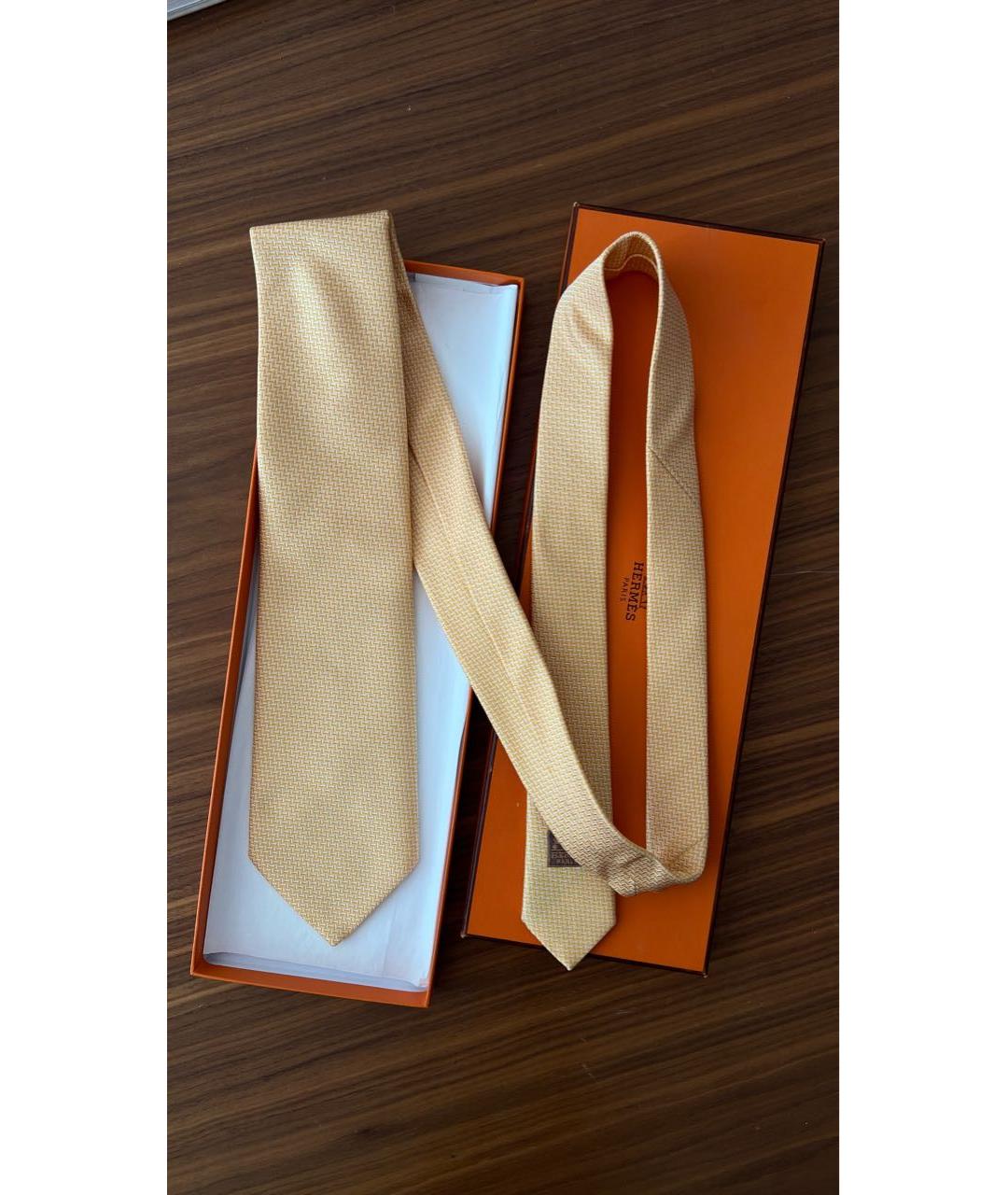 HERMES Желтый галстук, фото 2
