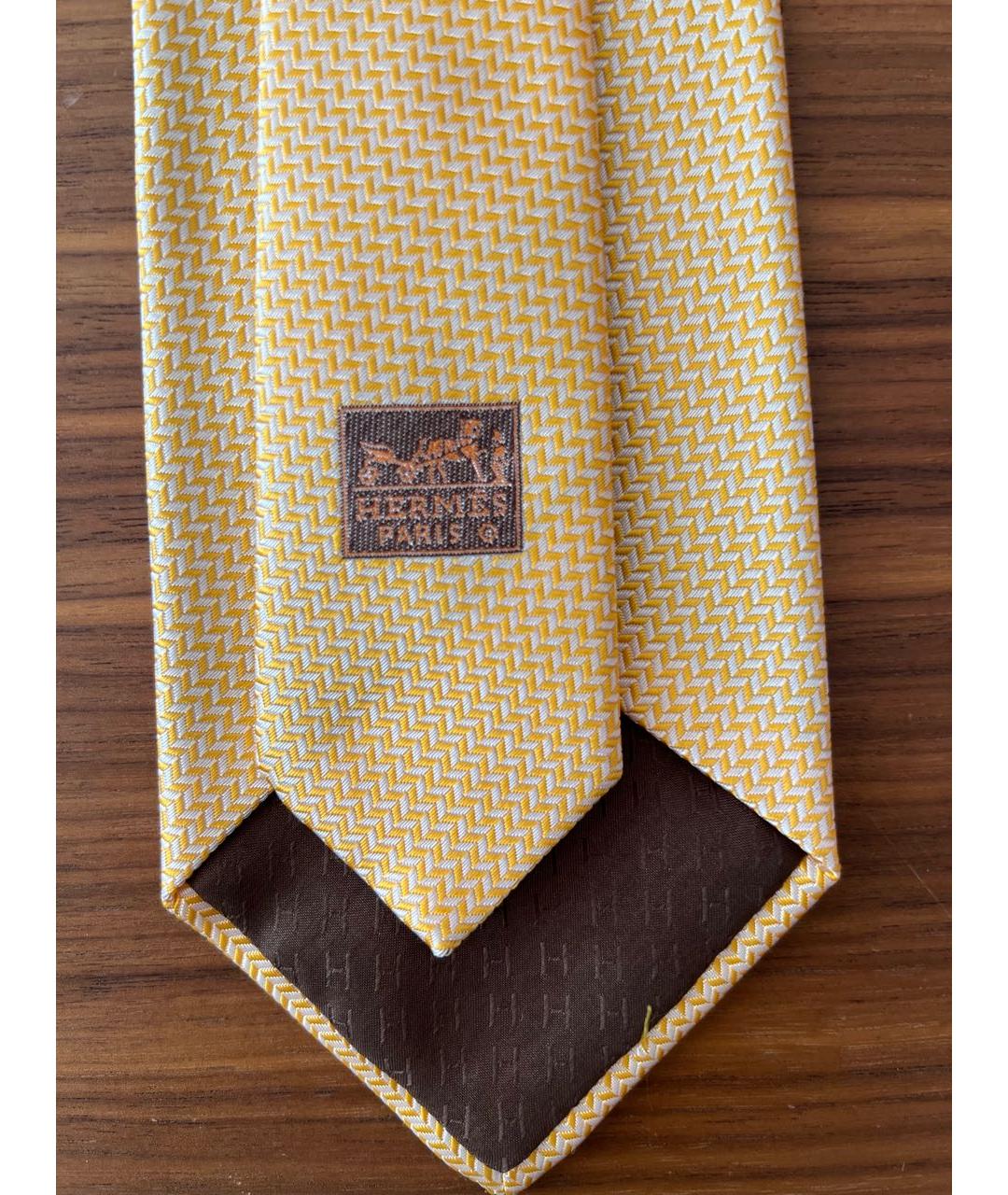 HERMES Желтый галстук, фото 7