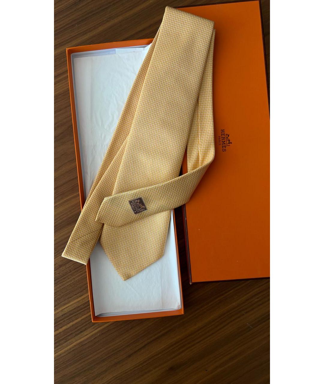 HERMES Желтый галстук, фото 3