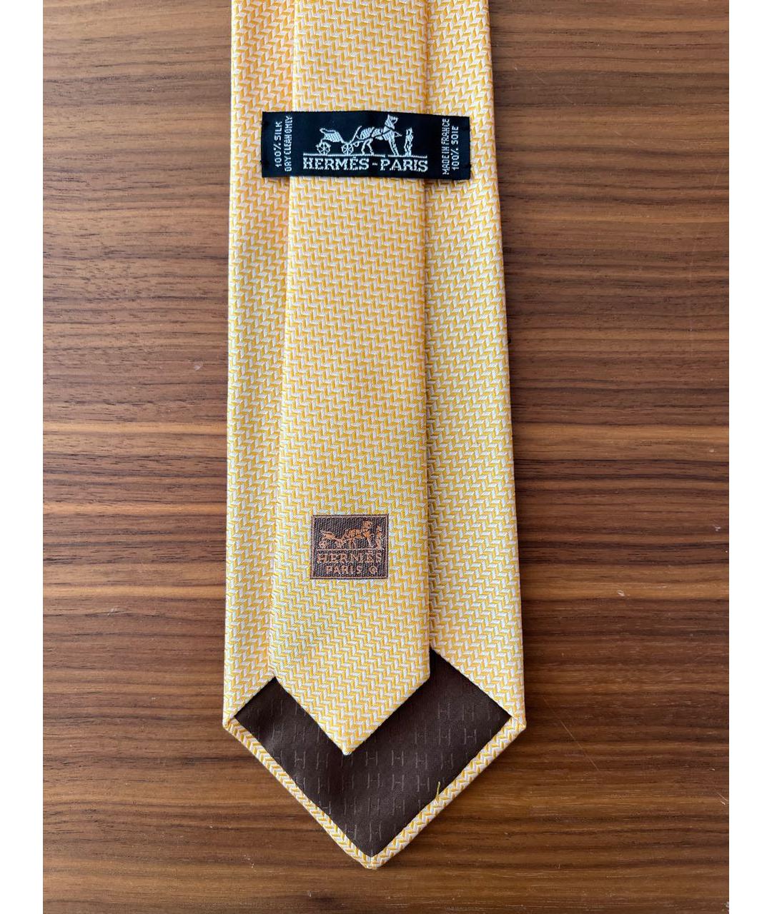 HERMES Желтый галстук, фото 5