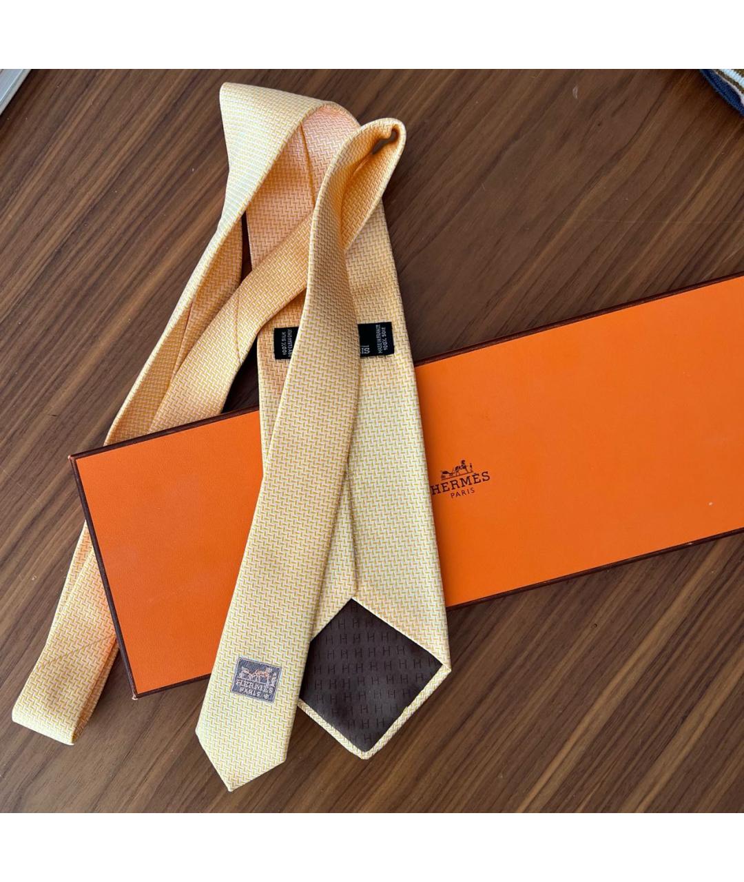 HERMES Желтый галстук, фото 4