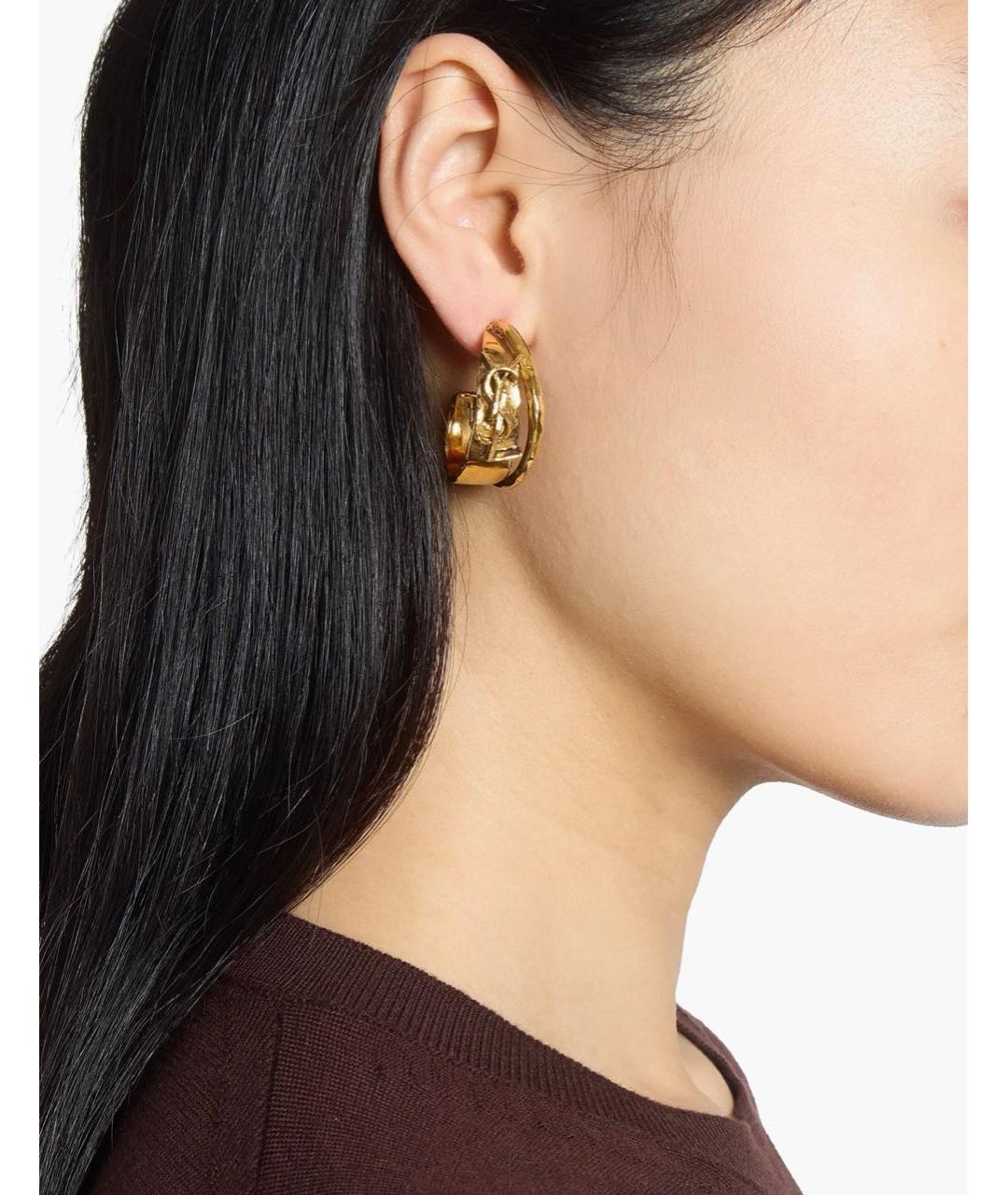 SAINT LAURENT Золотые латунные серьги, фото 2