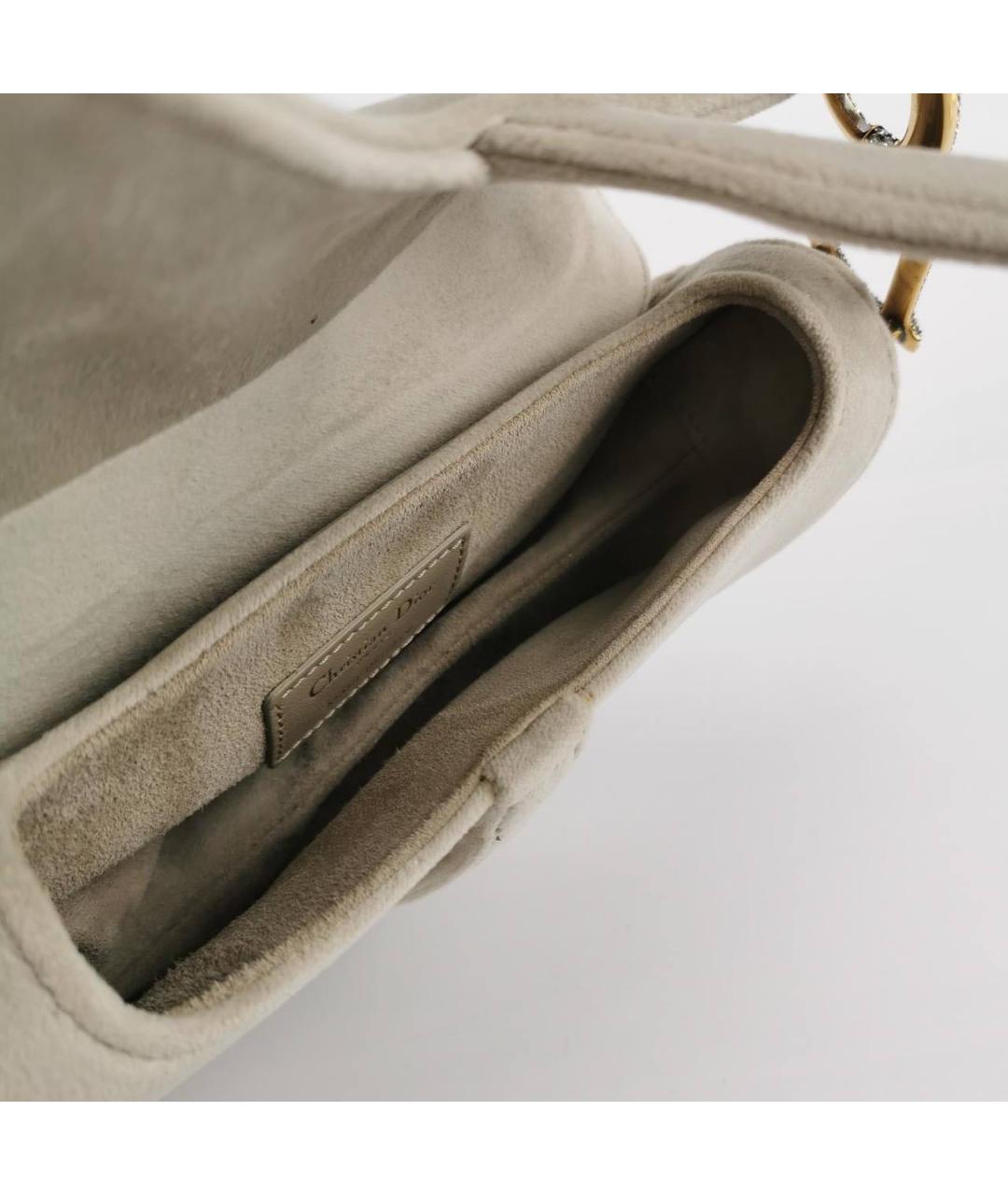 CHRISTIAN DIOR Серая замшевая сумка с короткими ручками, фото 7