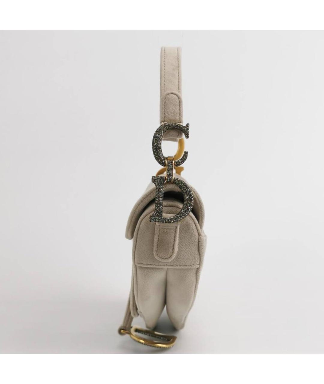 CHRISTIAN DIOR Серая замшевая сумка с короткими ручками, фото 2