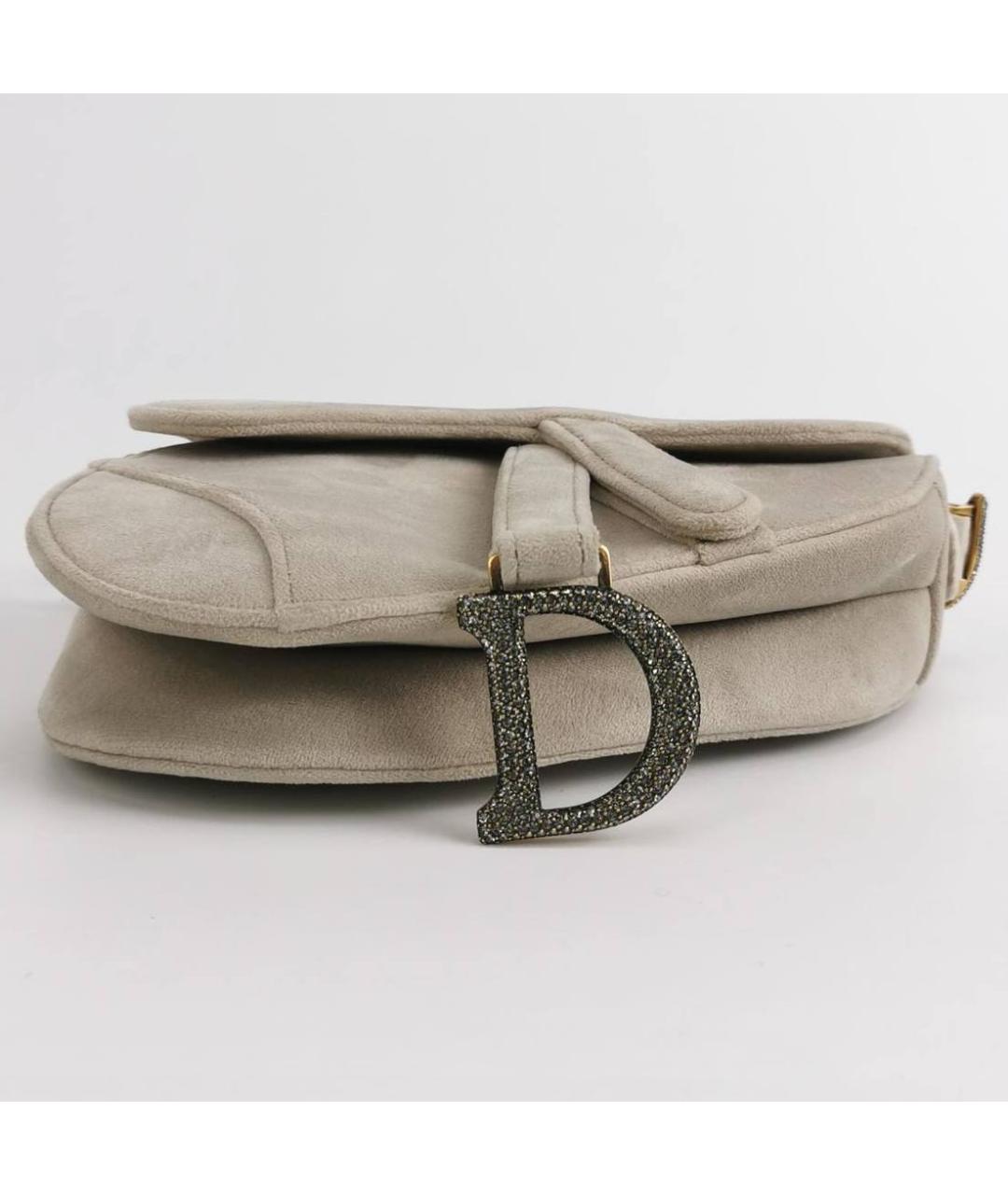CHRISTIAN DIOR Серая замшевая сумка с короткими ручками, фото 4