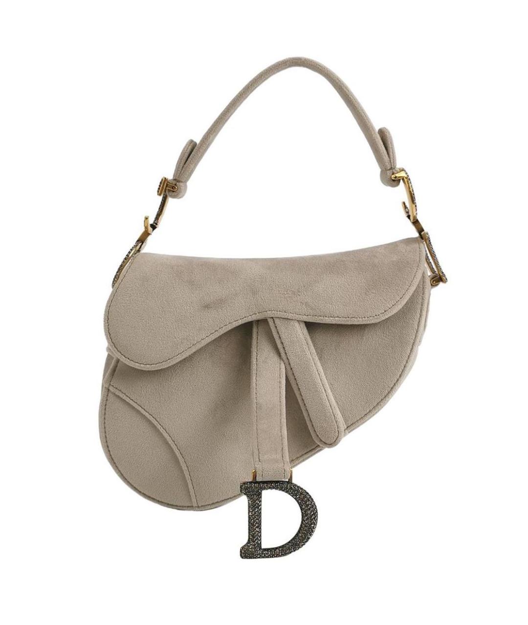 CHRISTIAN DIOR Серая замшевая сумка с короткими ручками, фото 9