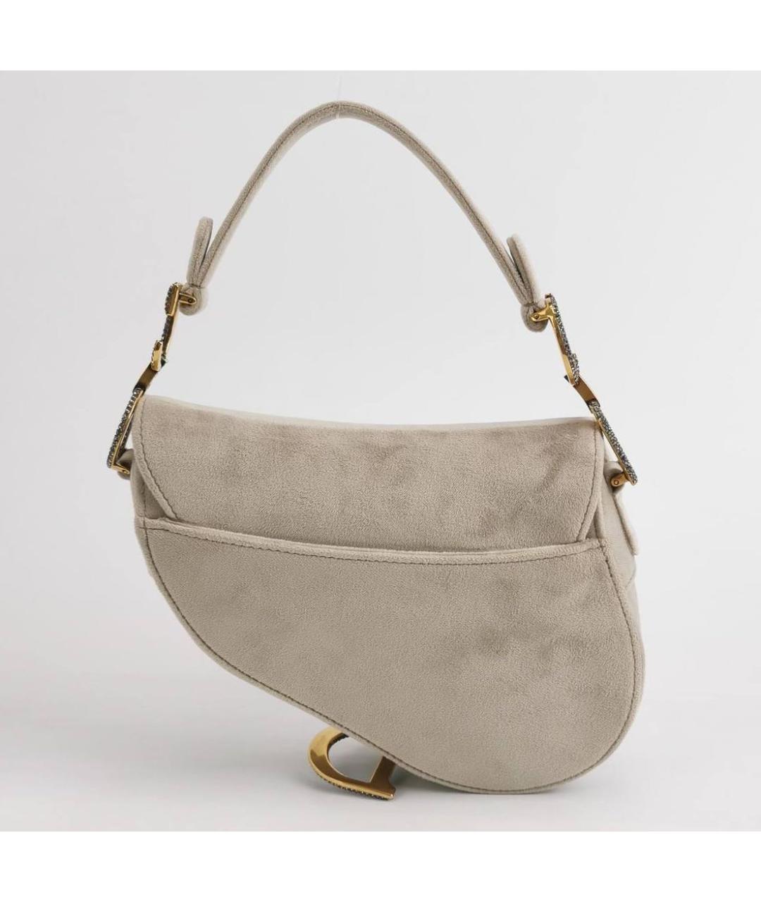 CHRISTIAN DIOR Серая замшевая сумка с короткими ручками, фото 3